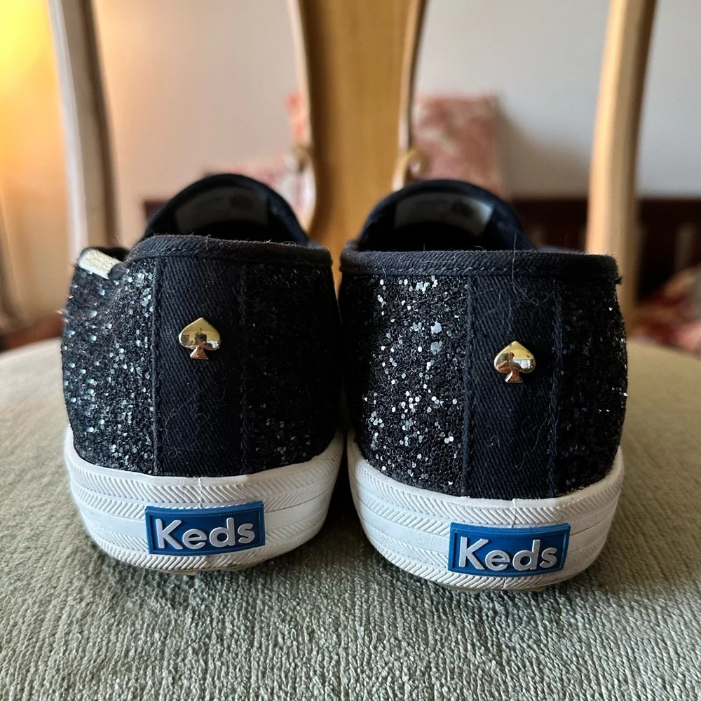 Kate Spade with Keds size 8 black glitter loafer sneakers